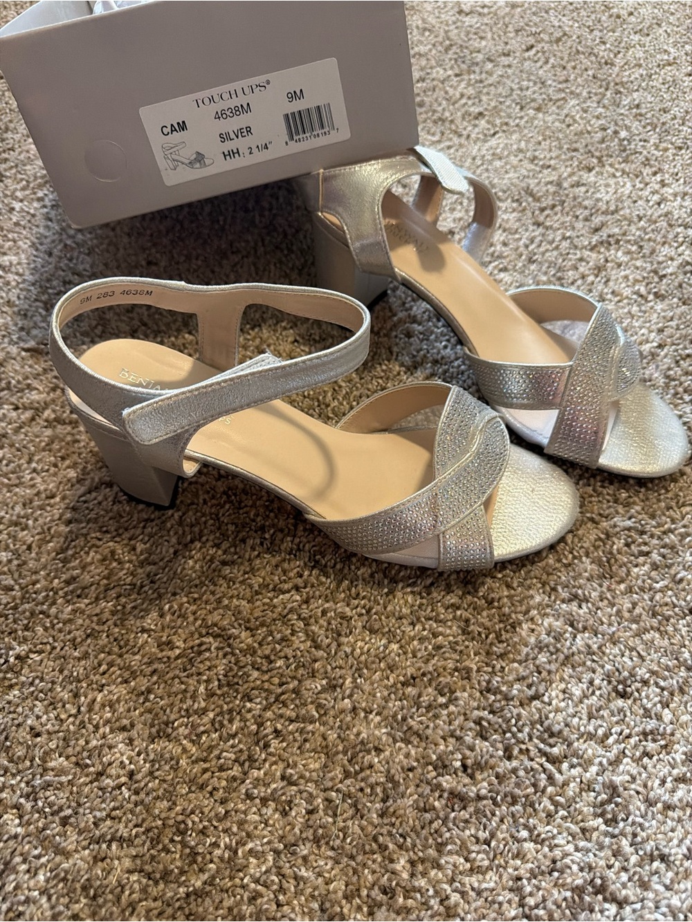Touch Ups Silver Metallic Crisscross Ankle Strap Heels
